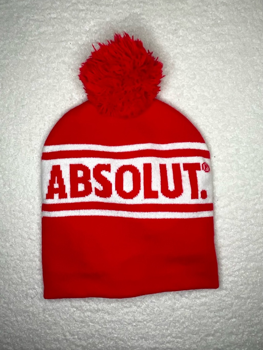 Absolut Bodka Text Red Pom Beanie Hat